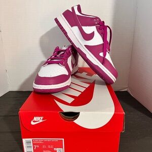 Nike Dunk Low in Magenta and White
